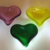 Heart Dishes:
Fused glass dishes measuring 3.5Wx3.25H. Variety of colors available. Great to use as ring holders. Food safe too. $15 each