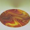Groovy Glass # 201:
Fused and slumped glass platter, in colors of amber and cream. Measures 20 inches round. SOLD