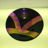CAST BOWL #102:
Cast and slumped black bowl with dichroic onlay. Measures 13.5 inches round. $295