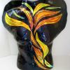 Female Torso:  PHOENIX

Fused and draped glass torso wall sculpture with dichroic embellishments.  Measures 21Hx19W.  Wall mounted via stand off/bracket system for easy installation.  Athletic model.  SOLD