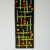 CHOP STIX:
Fused glass art with dichroic onlay. Wall mounted via stand-off bracket system that is easy to install. Hangs vertically. Measures 17Hx6L. $375 SOLD